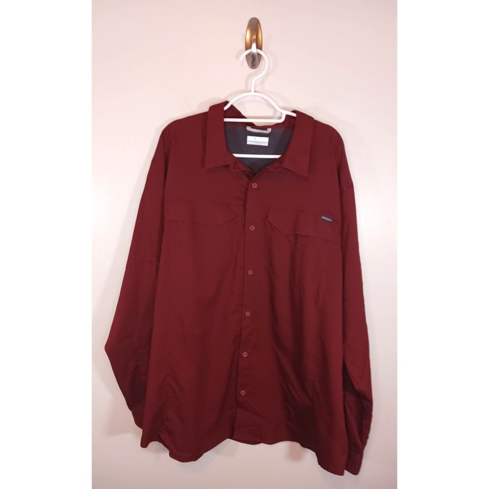 Columbia PFG Fishing Vented Long Sleeve Omni Shade Red Shirt Size XL